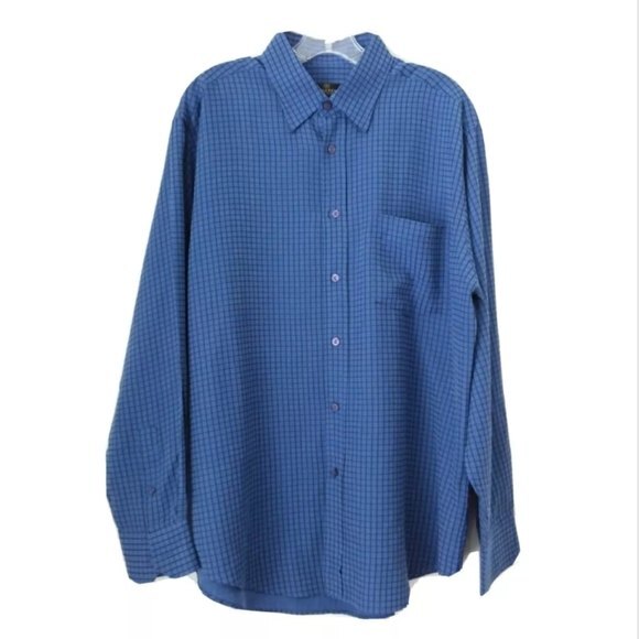 Bugatchi Blue Window Pane Long Sleeve Shirt L - Picture 1 of 8